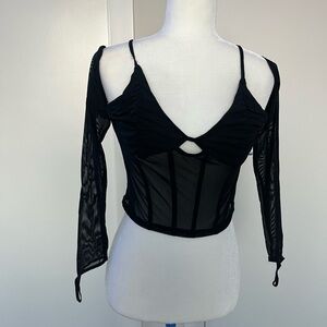 Urban Outfitters Sheer Black Corset Top